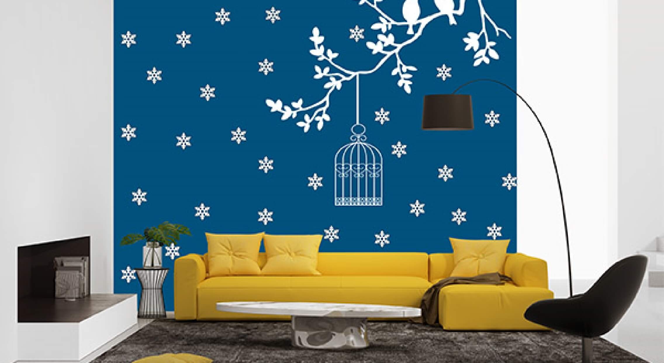 living room wall paint stencil