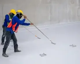 construction worker epoxy painting floor water proof protection