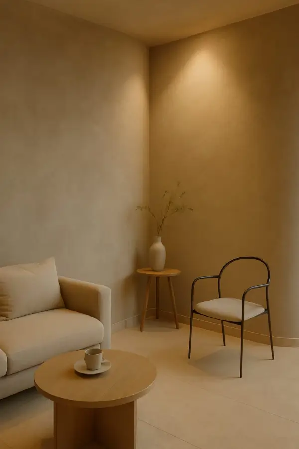 Grey lime plaster wall with texture effect finish