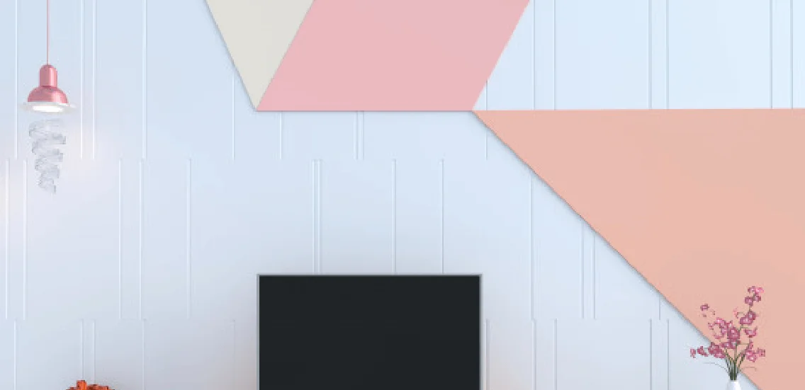 pastel geometric wall painting design for hall