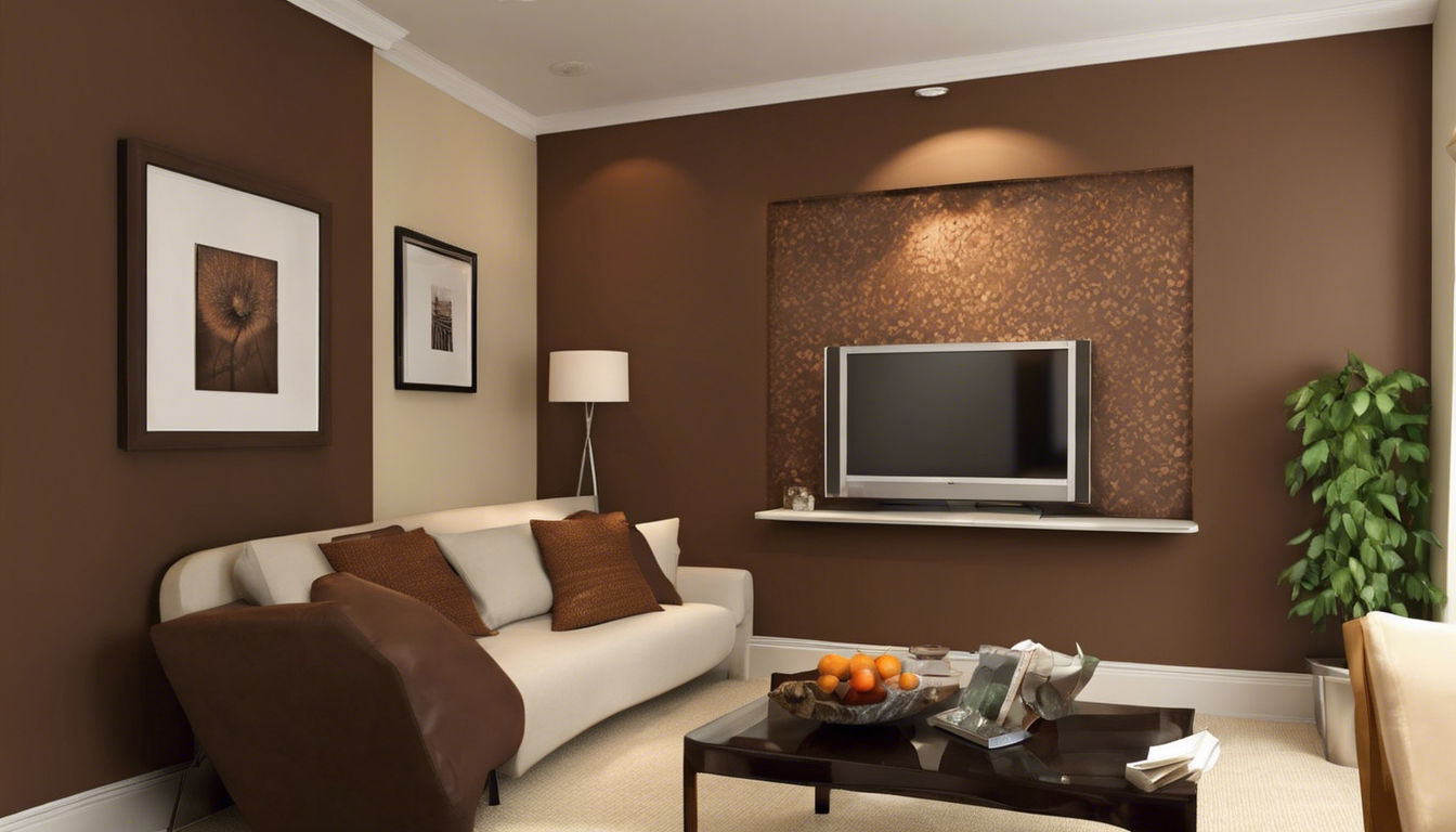 Chocolate brown color small living room wall - Aapka Painter Blogs