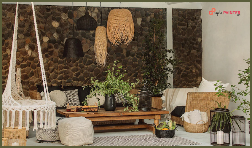 Earthy and Natural Living Room Wall Colour Combination