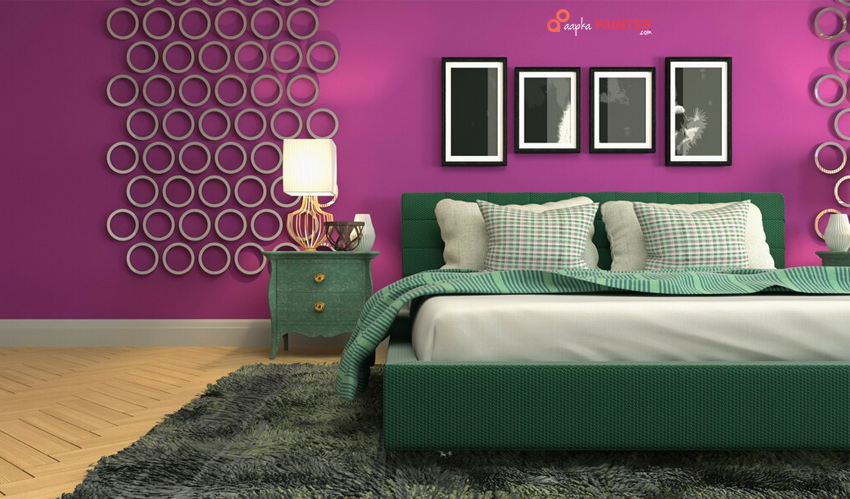 Green and Purple Two Colour Combinations for Bedroom Walls