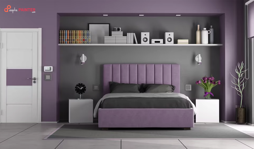 Grey and Purple Two Colour Combinations for Bedrooms Walls