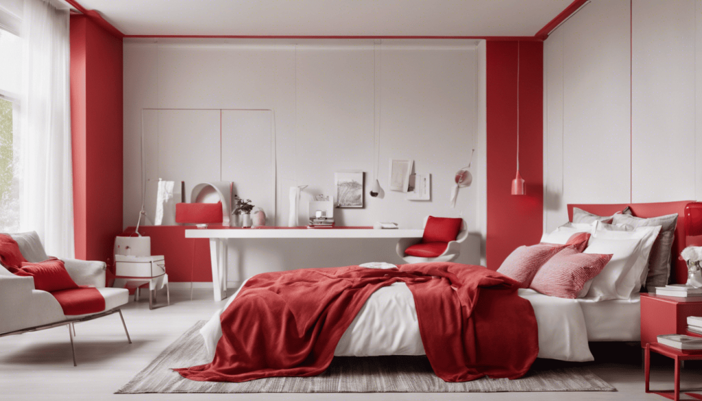 Red and white color combinations inspired by sofa designs  - Aapka Painter