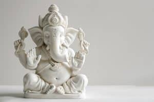 Traditional white Ganesha idol with detailed design - Aapka Painter