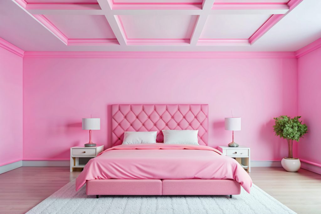 Wall painting with a combination of white and pink colors  - Aapka Painter