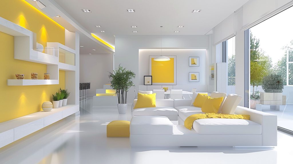 Yellow and white colour combination for bedroom walls  - Aapka Painter