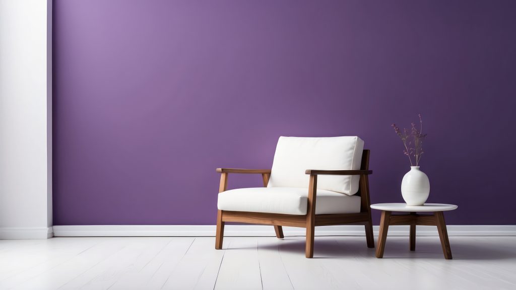 Purple and white colour combination for bedroom walls  - Aapka Painter