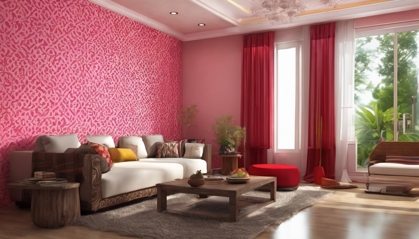 Pink and red wall texture for living room - Aapka Painter Blogs 