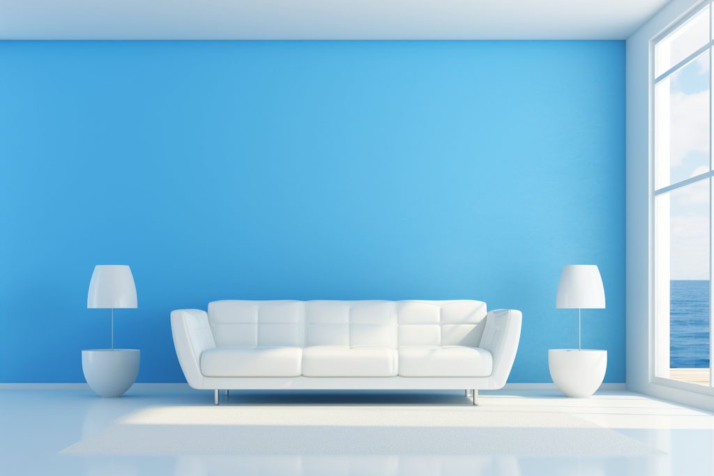 Blue and white colour combination for bedroom walls  - Aapka Painter