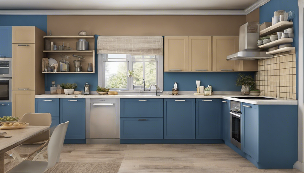 Blue and tan kitchen wall color - Aapka Painter Blogs