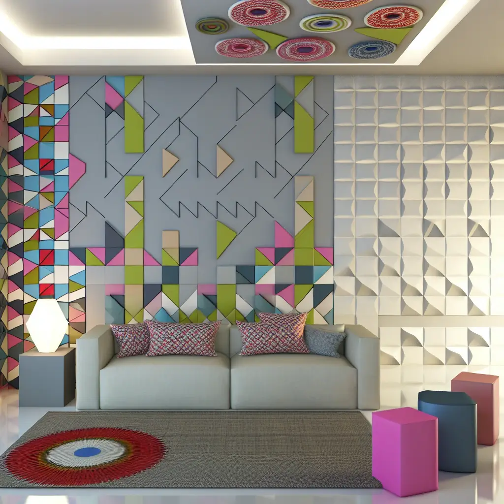 Modern Geometric Patterned Accent Wall - Aapka Painter Blogs