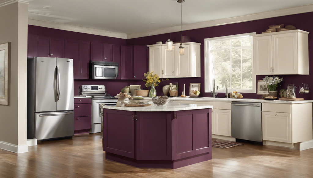 Deep currant and almond white kitchen wall color - Aapka Painter Blogs