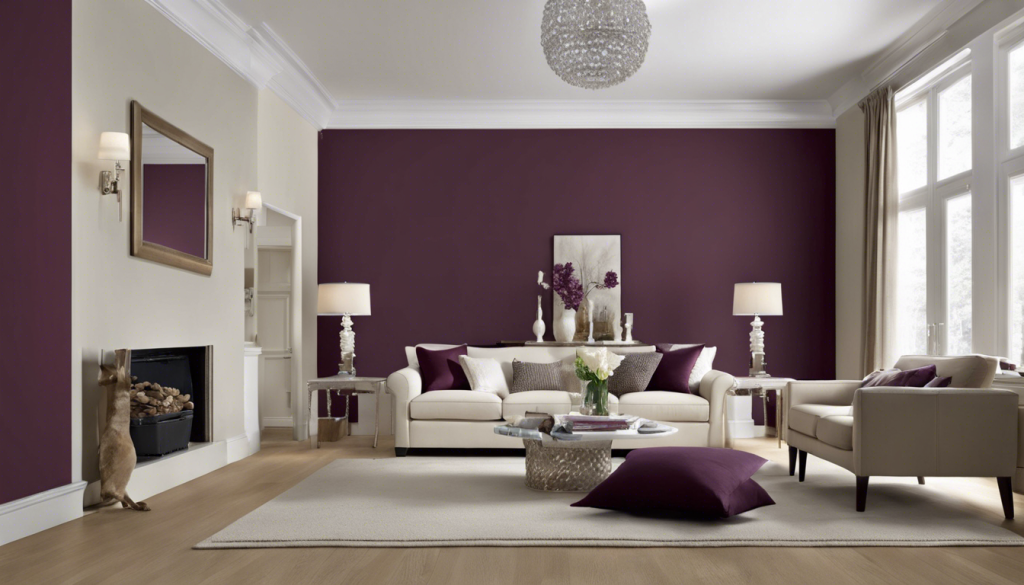 Deep currant and almond white color living room - Aapka Painter Blogs