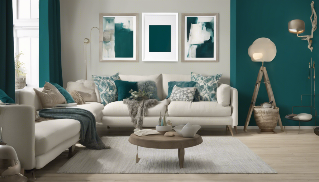 Deep teal and almond white color living room - Aapka Painter Blogs