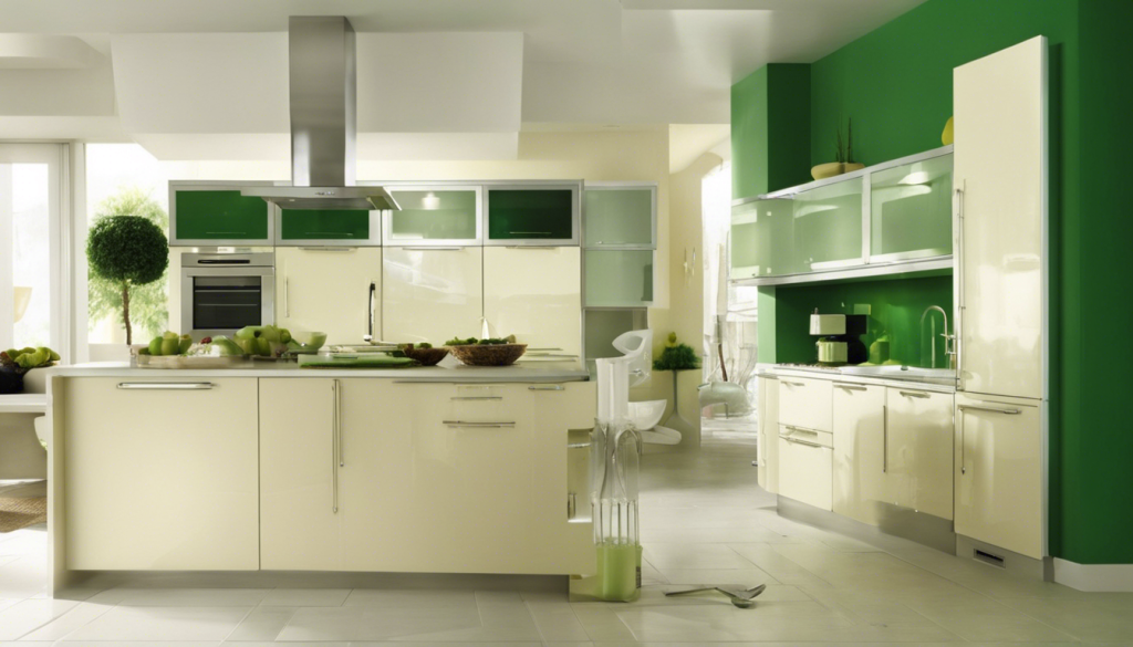 Emerald accent and thick cream white kitchen wall color - Aapka Painter Blogs