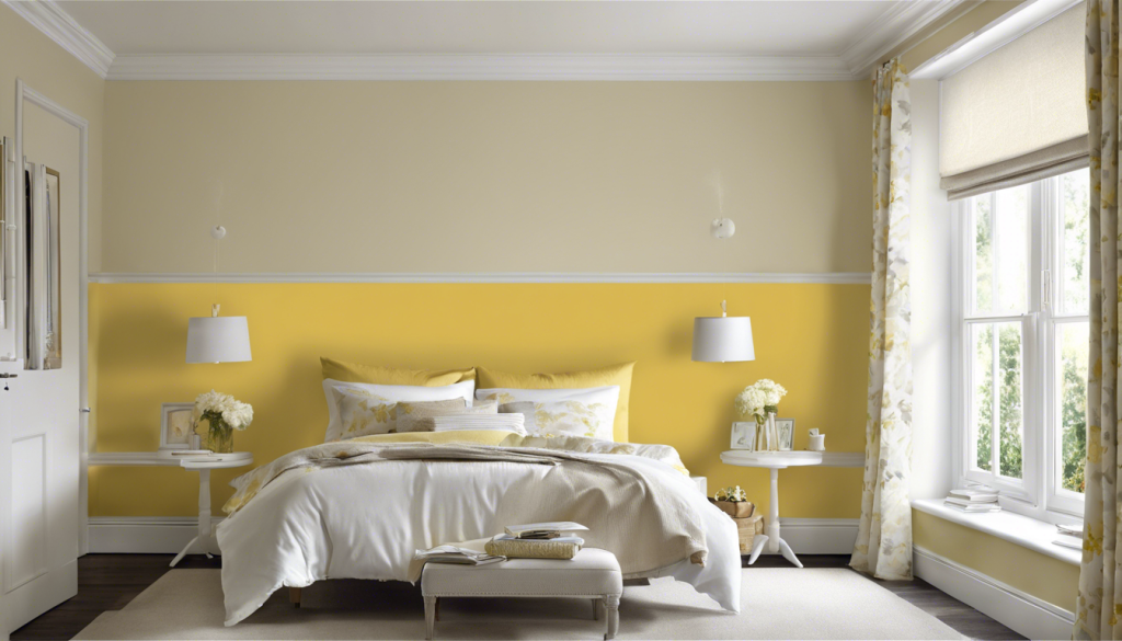 Empire yellow and pure ivory bedroom wall color combination - Aapka Painter Blogs