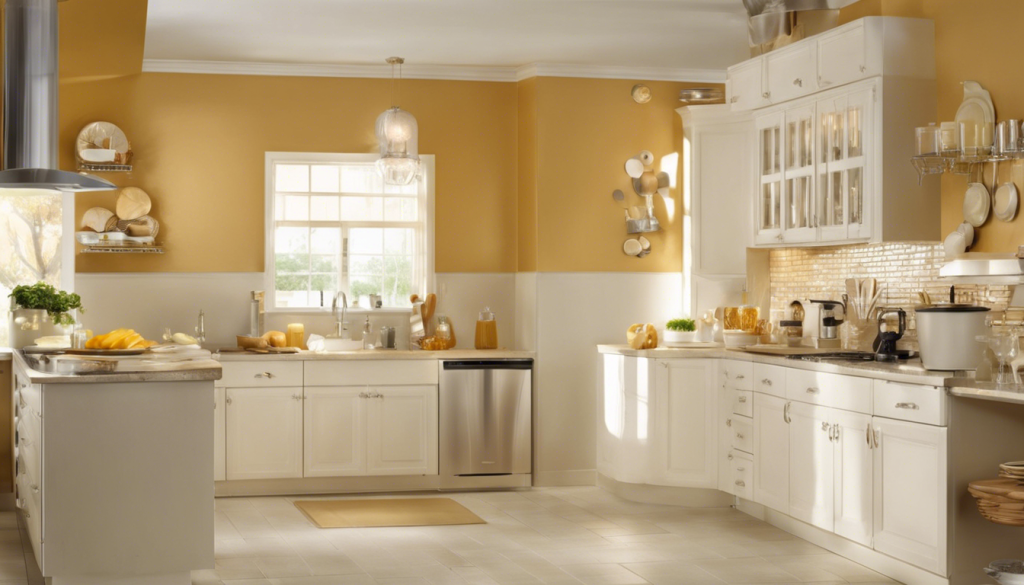 Golden ray and soft honey white kitchen wall colors - Aapka Painter Blogs