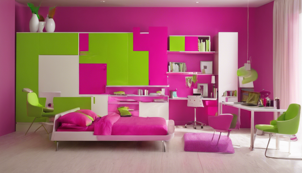 Hot pink and lime green bedroom wall color combination - Aapka Painter Blogs