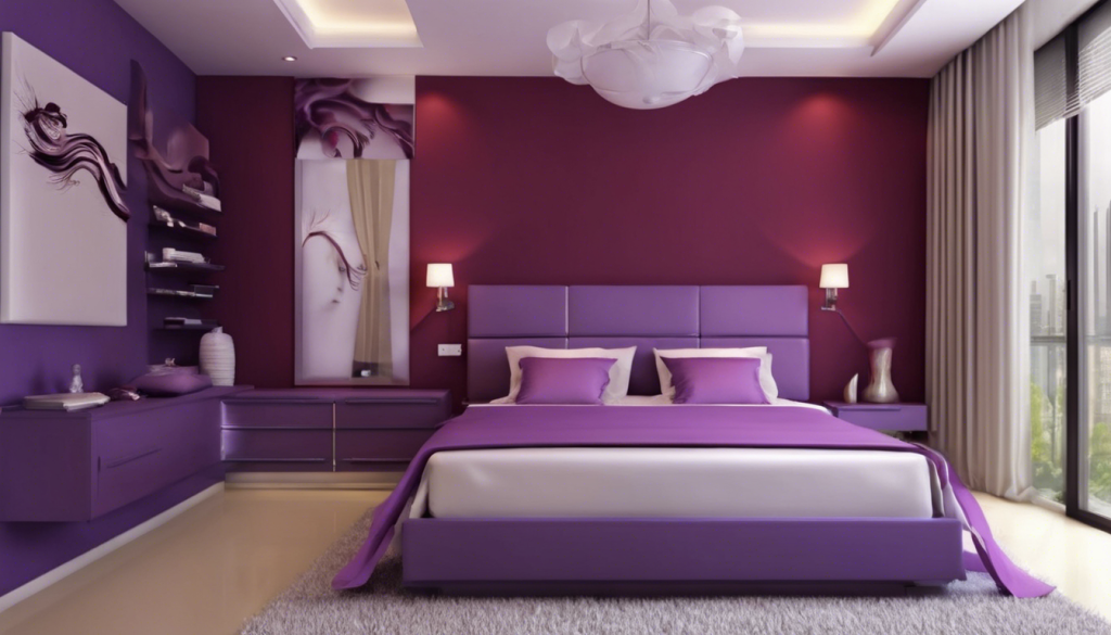 Maroon and purple two color combination bedroom wall - Aapka Painter Blogs 