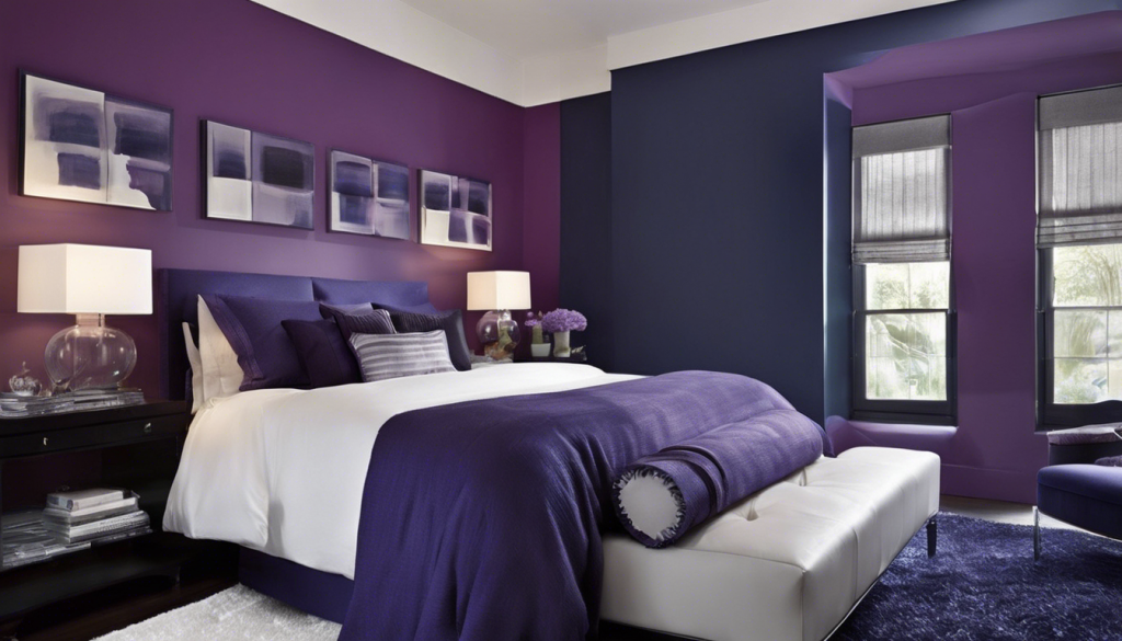 Navy blue and purple two color combination bedroom wall - Aapka Painter Blogs