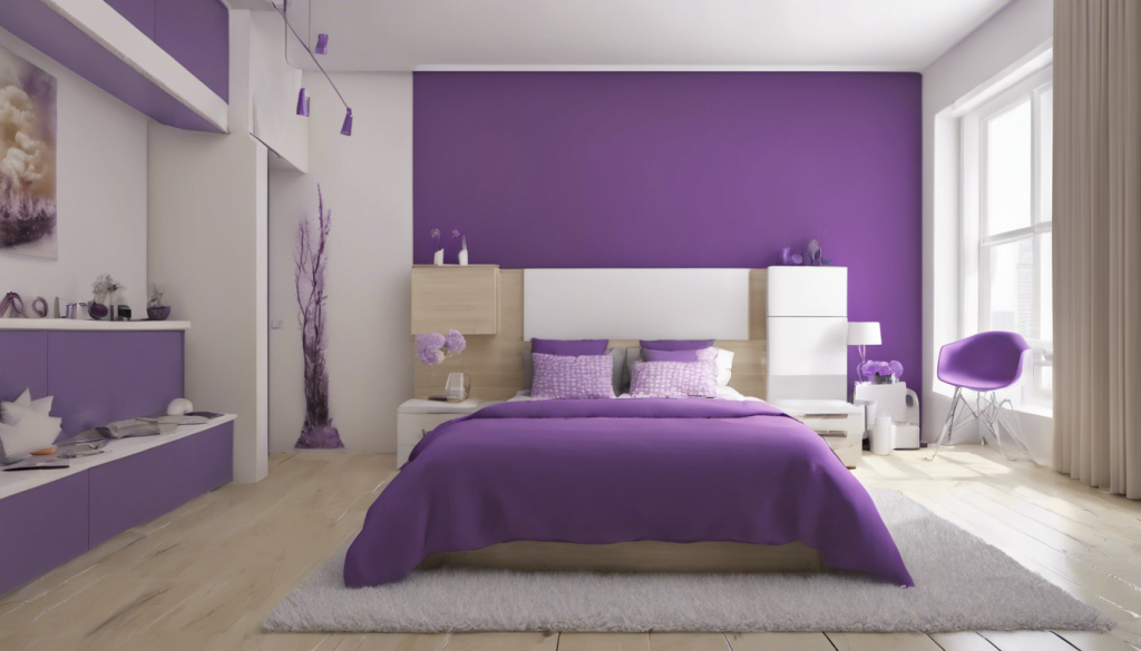 Off-white and purple two color combination bedroom wall - Aapka Painter Blogs