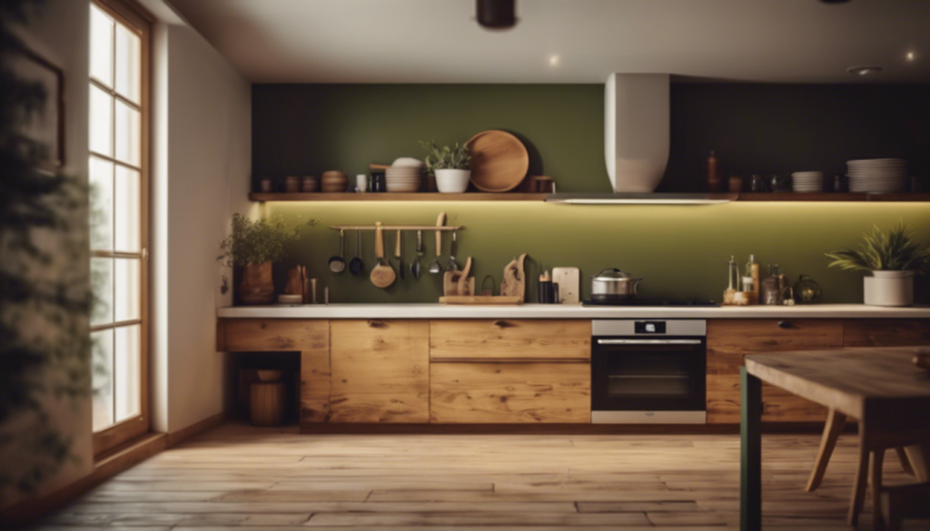 Olive green and warm wood kitchen wall color - Aapka Painter Blogs