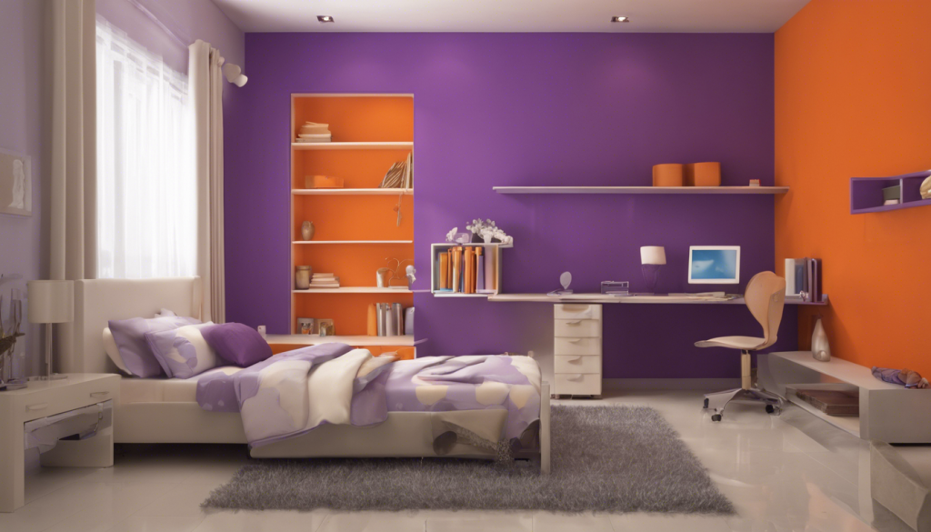 Orange and purple two color combination bedroom wall - Aapka Painter Blogs