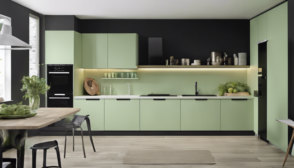 Pale green and matte black kitchen wall color - Aapka Painter Blogs