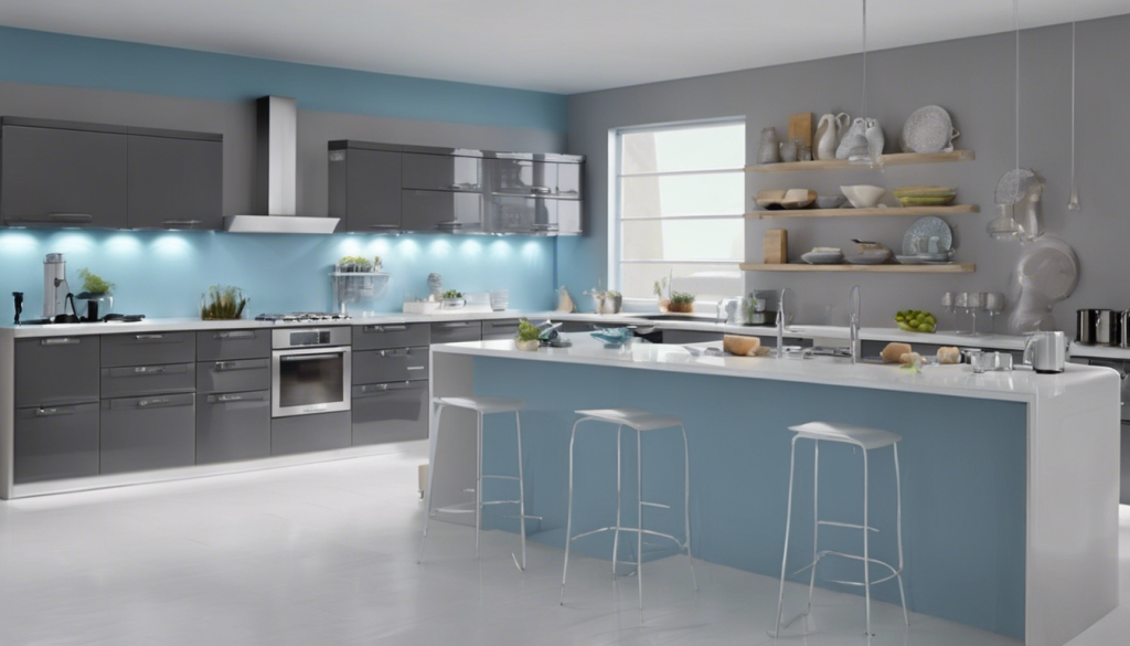 Soft blue and grey kitchen wall color - Aapka Painter Blogs