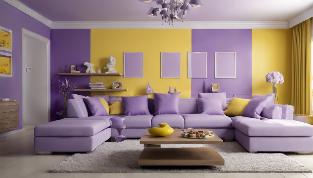 Yellow and lavender color combination living room - Aapka Painter Blogs