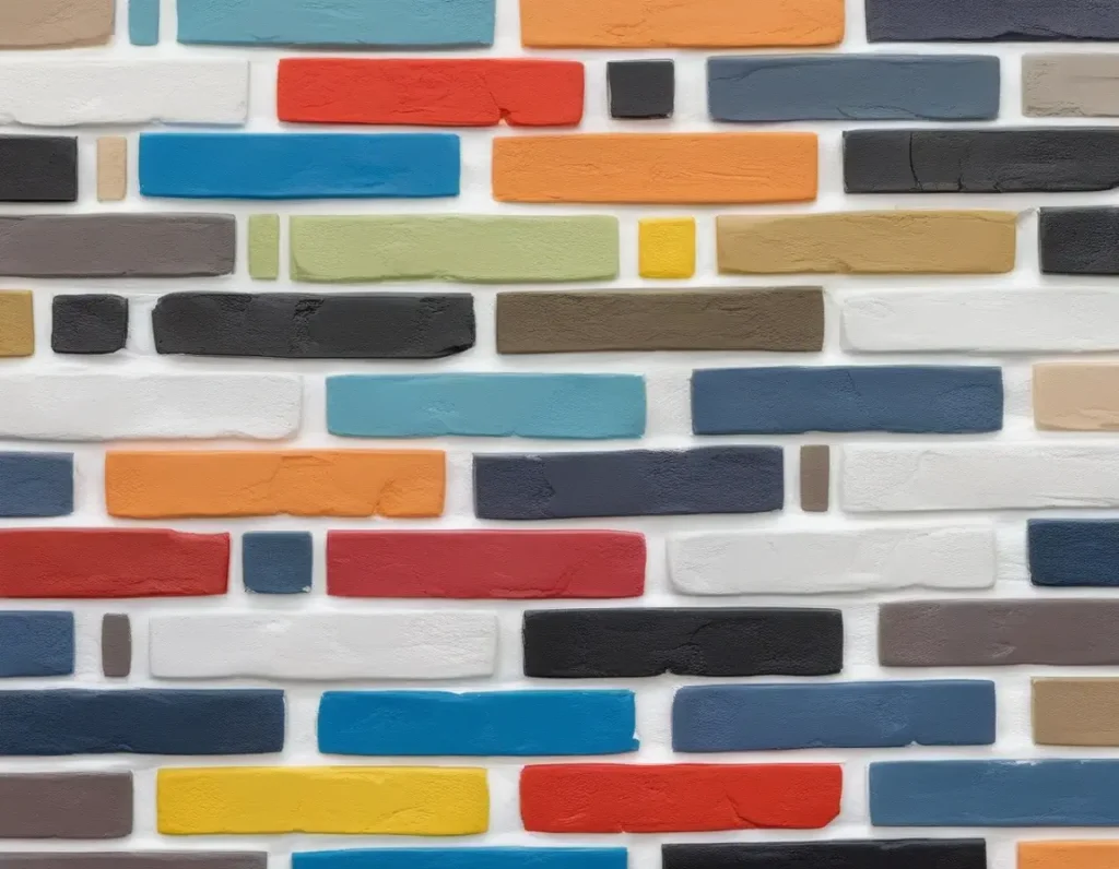 Freshly painted brick wall texture in a modern home setting.
