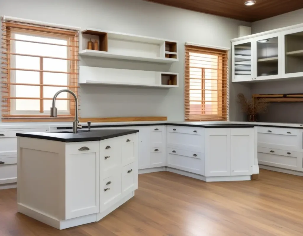 Smart storage ideas for maximizing space in L-shaped modular kitchens.
