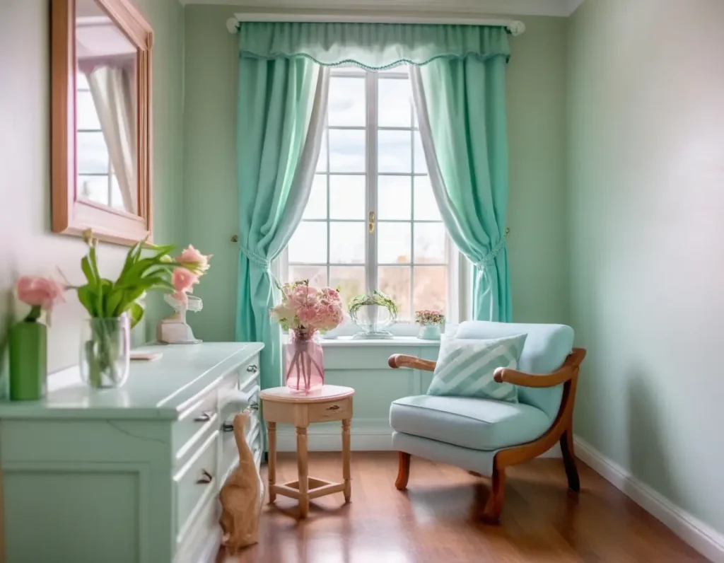 Pastel-painted window frames for a soft and subtle color pop.
