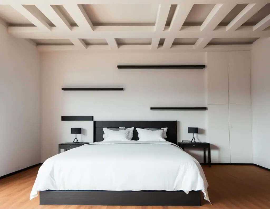 PVC ceiling in a bedroom highlighting the benefits of durability and style.
