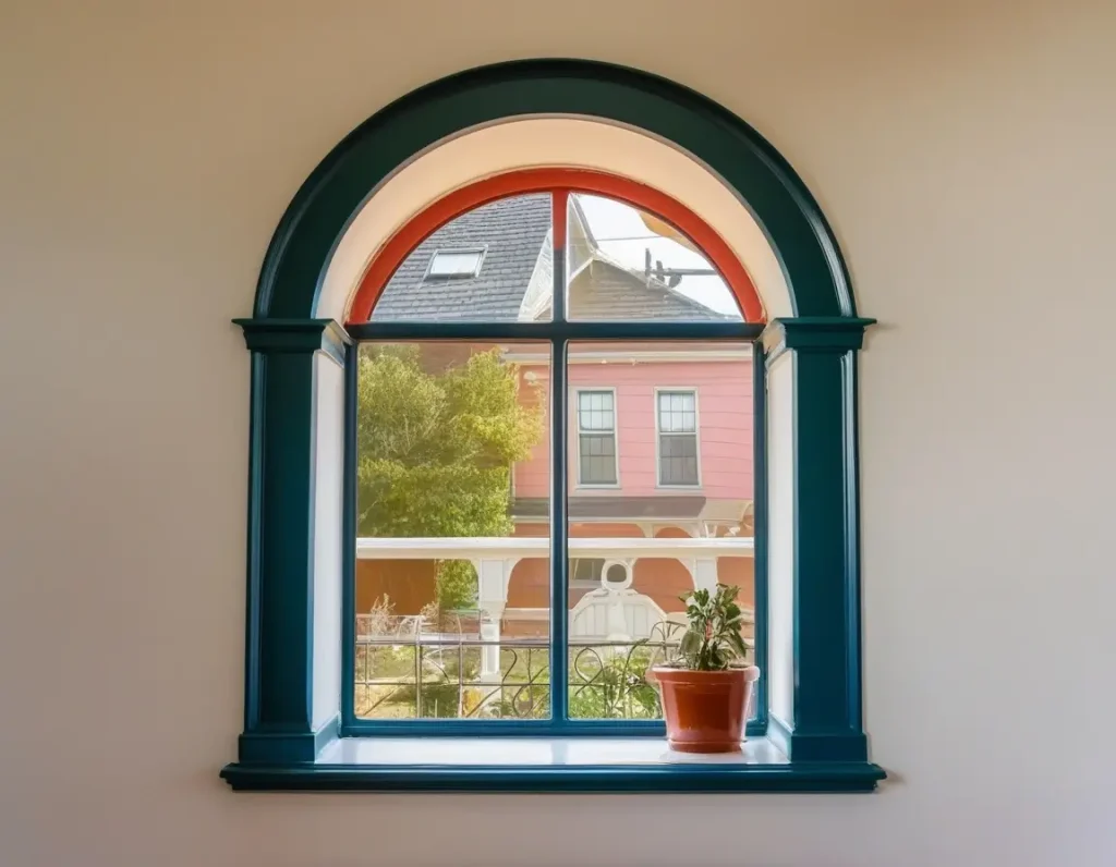 Stylish window frames painted in various colors to complement home interiors.
