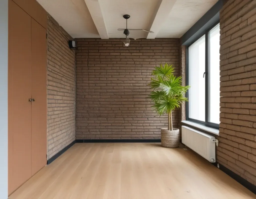 Stylish interior featuring brick wall textures that add character and charm.
