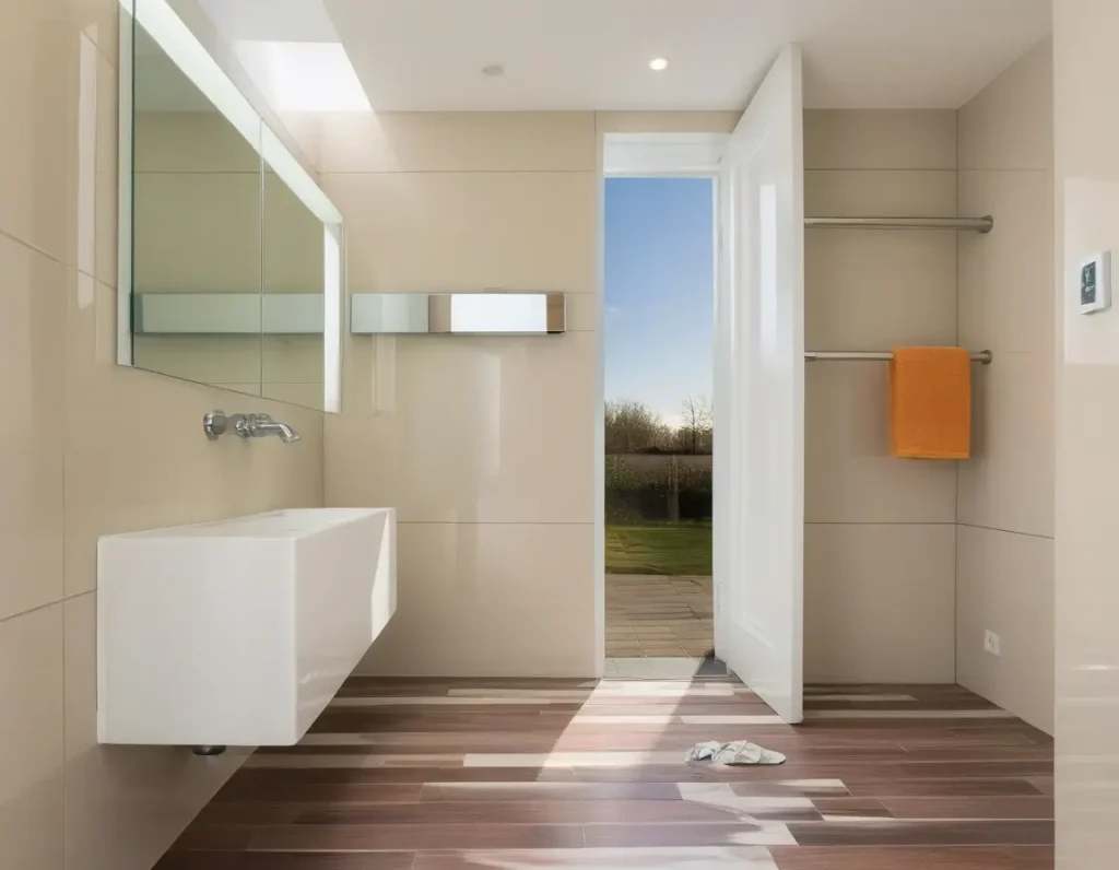 Light-toned small bathroom designed to appear larger.
