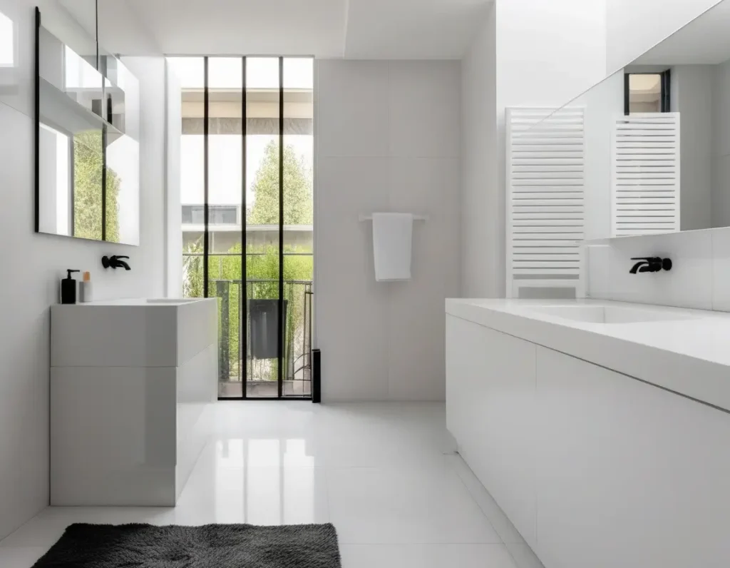 Clean and spacious small bathroom with minimalist decor.
