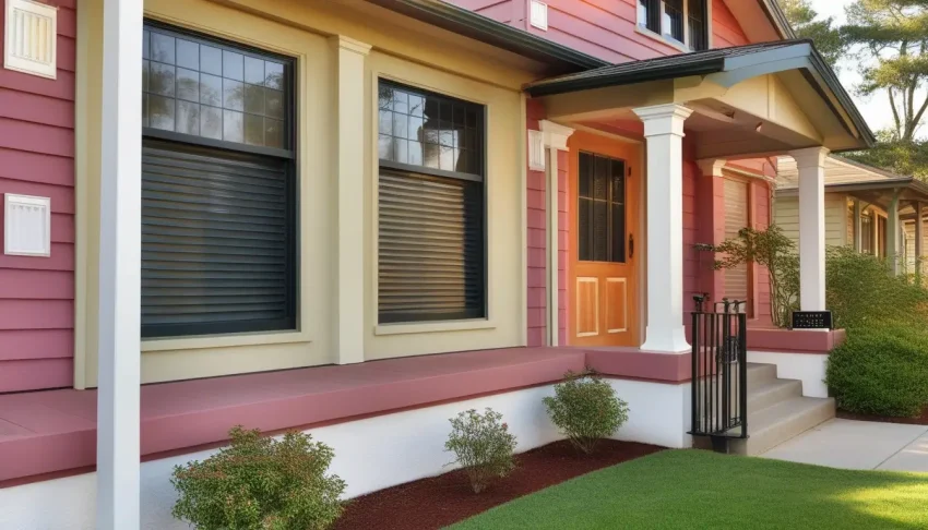 A charming bungalow featuring beautifully designed exteriors with an elegant mix of complementary colors on walls, windows, and trim