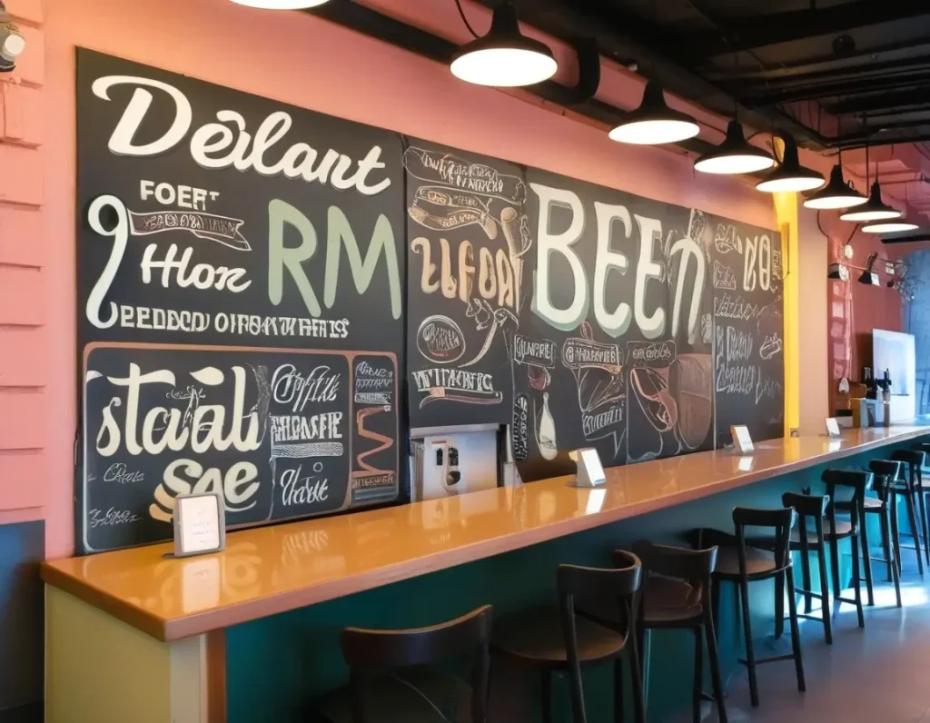 A restaurant wall adorned with typography and inspiring quotes for a personalized decor style