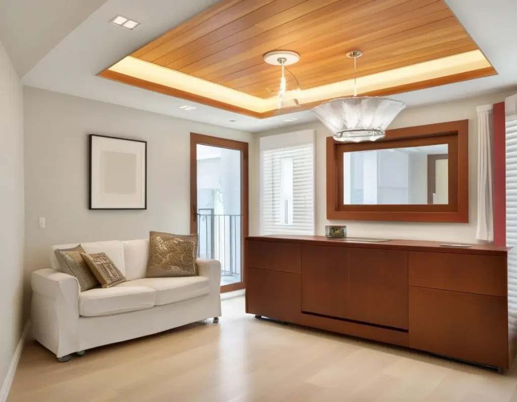 Small Room with Light-Colored False Ceiling Design