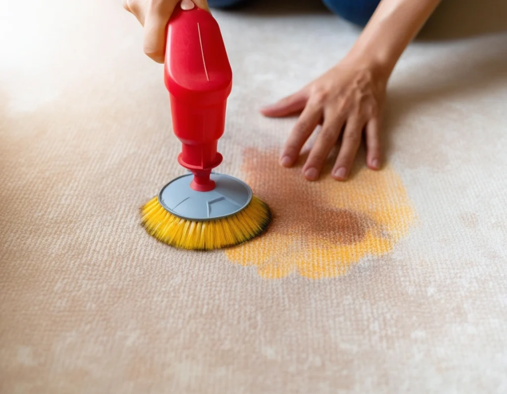 Close-up of paint stain on a carpet highlighting the challenge of cleaning.