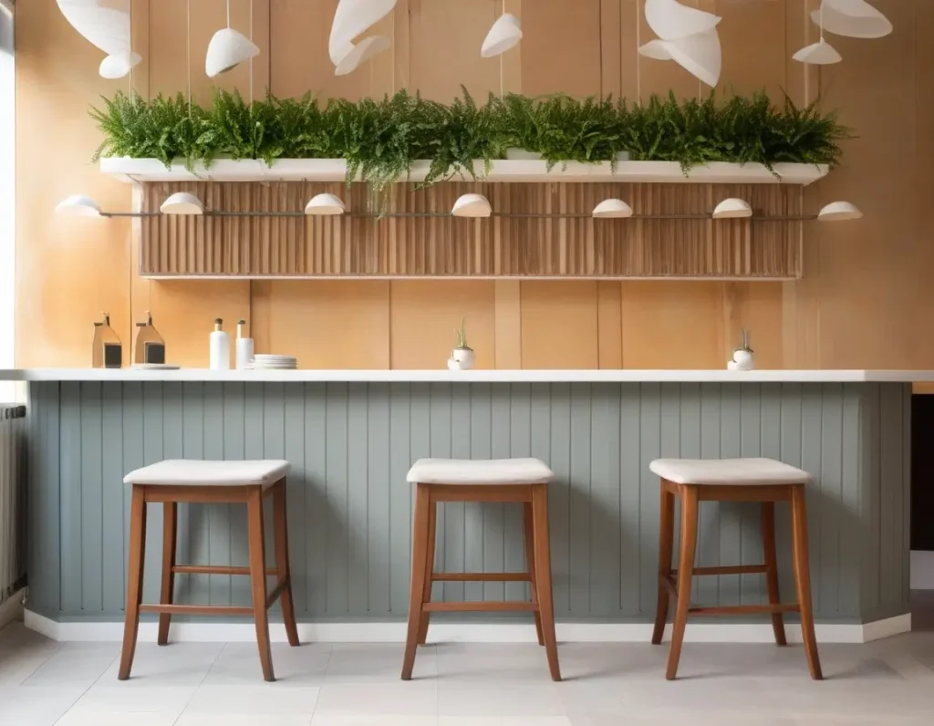 A stylish yet budget-friendly restaurant wall design featuring creative DIY elements