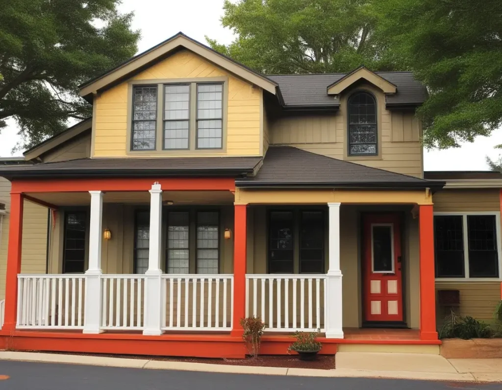 A bungalow showcasing contrasting trim and facade colors to accentuate architectural features