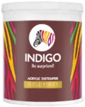 Indigo Paints Acrylic Distemper Gold price 1 ltr, 20 litre price, colours shades, 10 4 colors