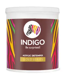 Indigo Paints Acrylic Distemper Gold price 1 ltr, 20 litre price, colours shades, 10 4 colors