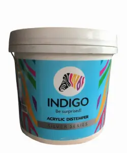 Indigo Paints Acrylic Distemper Silver price 1 ltr, 20 litre price, colours shades, 10 4 colors