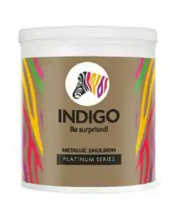 Indigo Paints Metallic Emulsion price 1 ltr, 20 litre price, colours shades, 10 4 colors